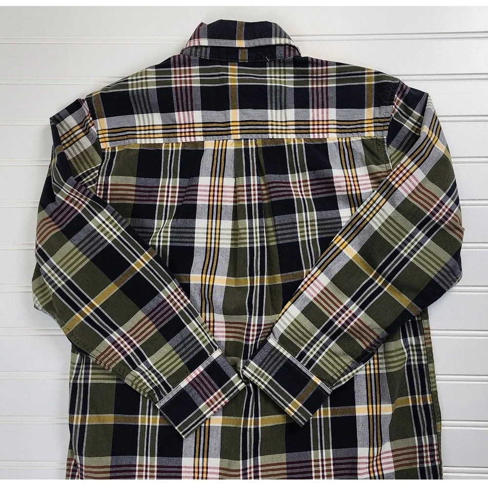 Gymboree Boys‎ Button Down Plaid Shirt Size 7/8 Medium Long Sleeve Green Navy